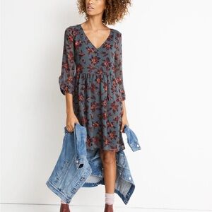 Madewell Long Sleeve Fall Floral Dress 0